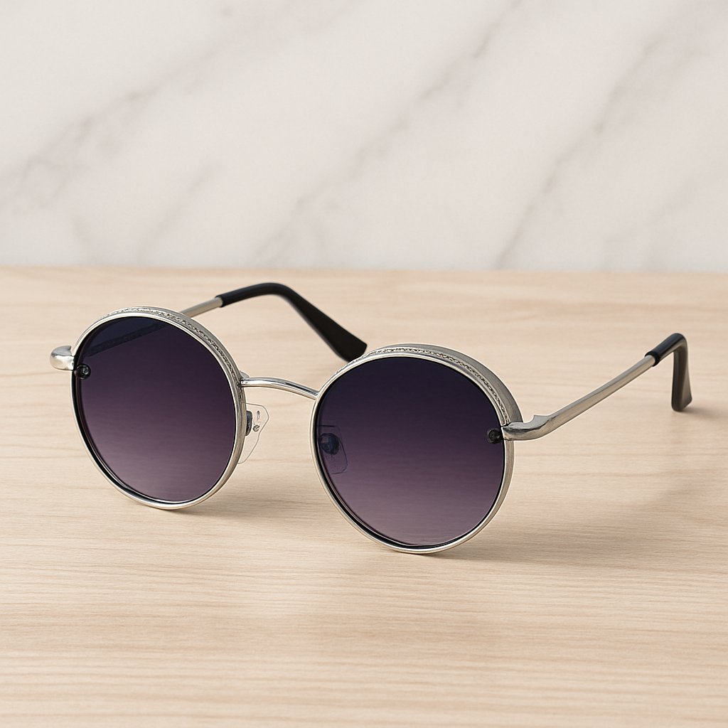 Unisex Silver Round Gradient UV Protection Sunglasses – Free Size | Brotlen