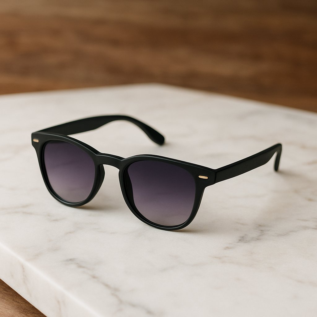 Noir Classic Round Sunglasses By Brotlen